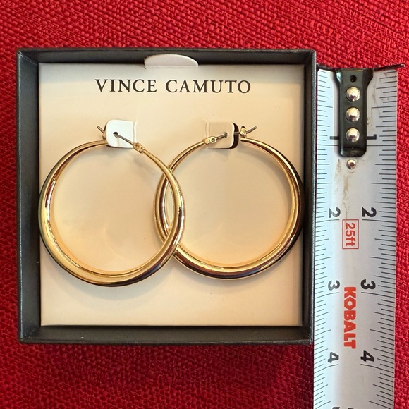 Vince Camuto Shiny Gold Hoop Earrings - Picture 2 of 4